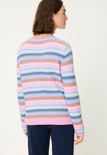 Olsen Multi-Coloured Stripe Long Sleeve Cotton Blend Jumper 11004794