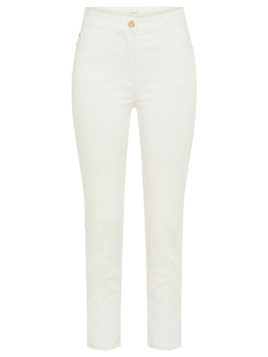 Olsen White Mona Straight-Leg Cropped Trousers