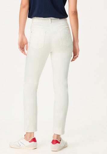 Olsen White Mona Straight-Leg Cropped Trousers