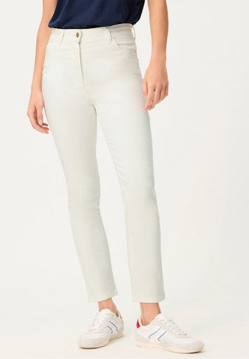 Olsen White Mona Straight-Leg Cropped Trousers