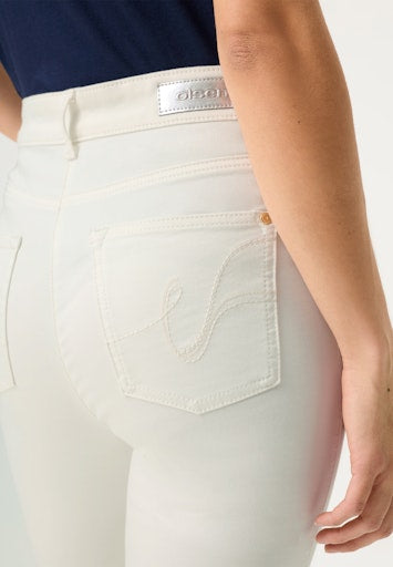 Olsen White Mona Straight-Leg Cropped Trousers