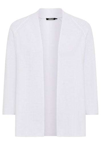 Olsen White Cotton Open Cardigan with 3/4 Sleeve