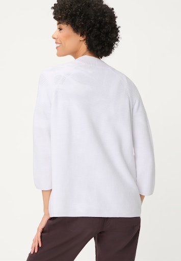 Olsen White Cotton Open Cardigan with 3/4 Sleeve