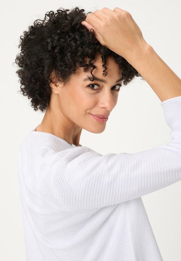 Olsen White Cotton Open Cardigan with 3/4 Sleeve