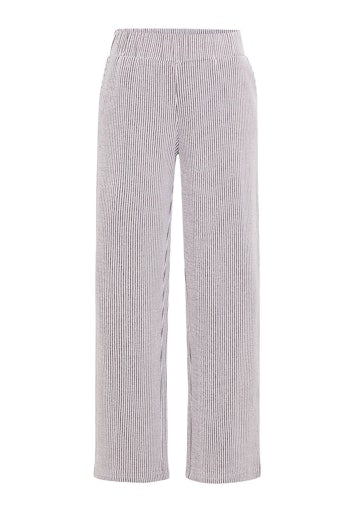 Olsen Brown & White Stripe Wide Leg Trousers with Elasticated Waist, Side Pockets