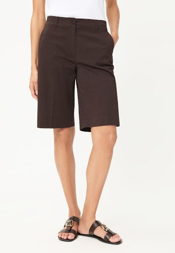 Olsen Brown Cotton Stretch Knee Length Shorts 