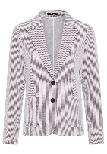 Olsen Brown & White Fine Stripe Cotton Blend Single Breasted Blazer