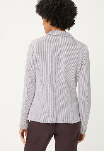 Olsen Brown & White Fine Stripe Cotton Blend Single Breasted Blazer