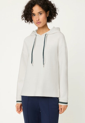 Olsen Off-White Long Sleeve Hoodie with Drawstring Hood 11201692