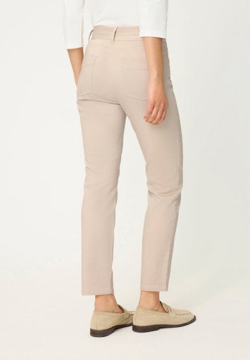 Olsen Beige Slim Leg Crop Trousers with Button & Zip, Belt Loops and Stud Detail 14002499