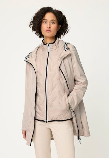 Olsen Beige 2-in-1 Outdoor Jacket with Detachable Gilet, Hood & Zipped Pockets 15101446