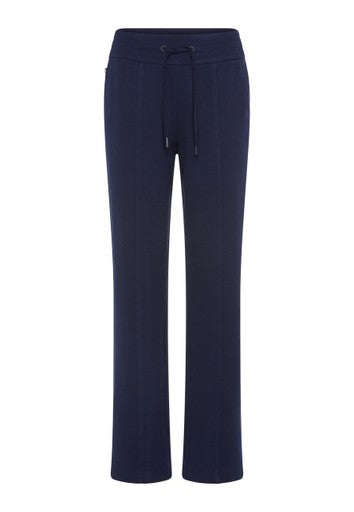 Olsen Mona Ink Blue Straight Leg Trousers with Drawstring Waist 14002573