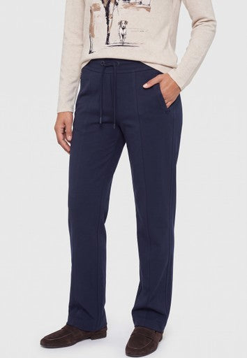 Olsen Mona Ink Blue Straight Leg Trousers with Drawstring Waist 14002573