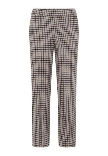 Olsen Hazelnut Check Straight Leg Trousers with Elasticated Waistband