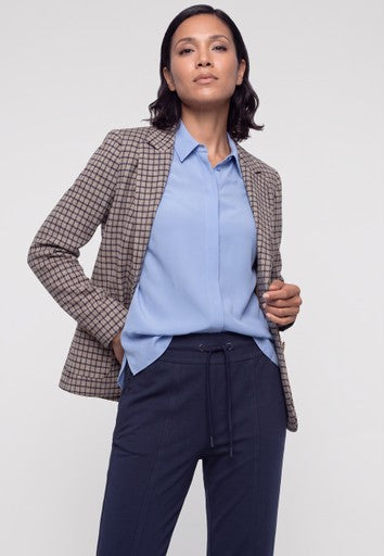 Olsen Hazelnut Check Jacket – Single-Breasted Jacket with Lapel Collar