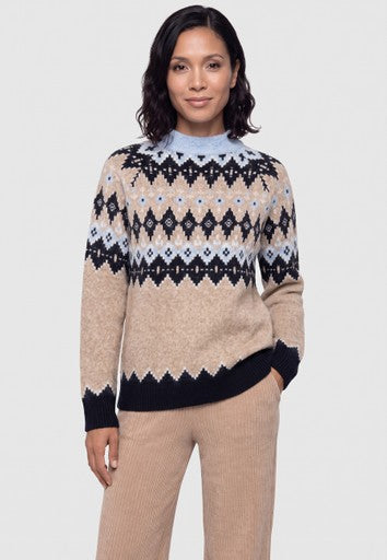 Olsen Hazelnut Fair Isle Turtleneck Sweater