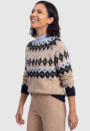 Olsen Hazelnut Fair Isle Turtleneck Sweater