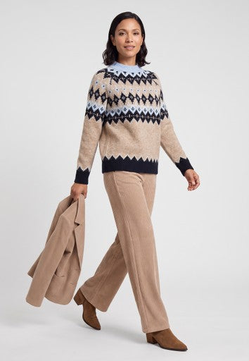 Olsen Hazelnut Fair Isle Turtleneck Sweater