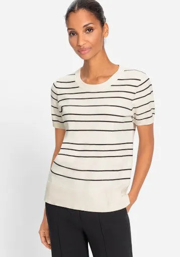 Olsen short sleeve stripe sweater 11004532
