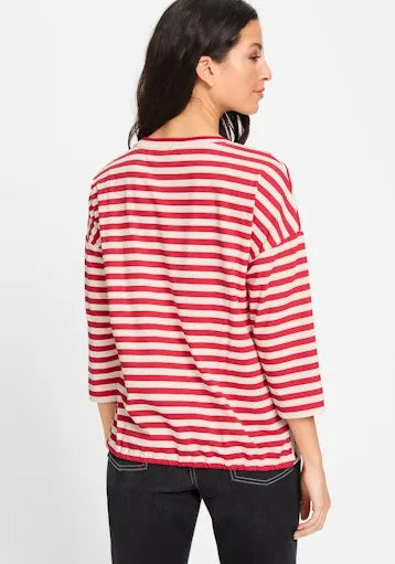 Olsen 3/4 sleeve stripe and floral t-shirt 11105005