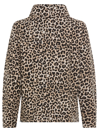 Olsen Relaxed-Fit Long-Sleeve Rolled Turtleneck Top in animal print 11201676