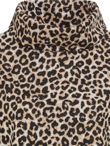 Olsen Relaxed-Fit Long-Sleeve Rolled Turtleneck Top in animal print 11201676