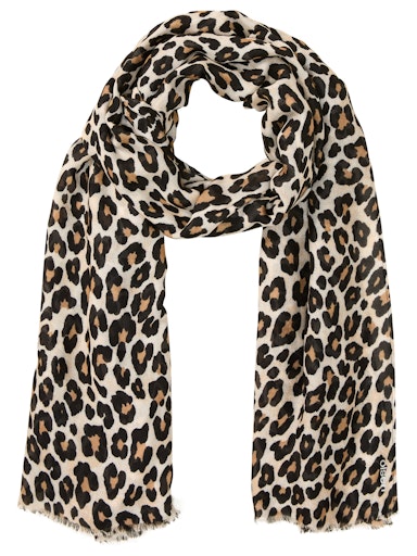 Olsen Leopard Print Long Scarf – 100% Viscose with Fringed Edges 18002001