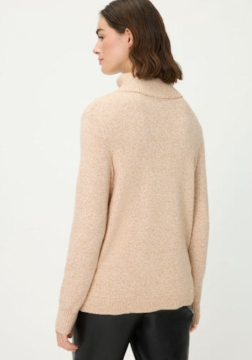 Olsen 1/4 Zip High-Neck Long-Sleeve Sweater in soft biscuit 11004724