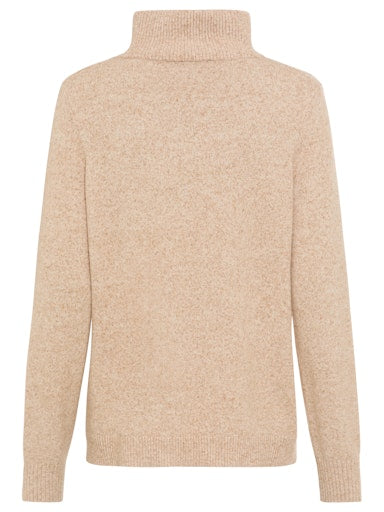 Olsen 1/4 Zip High-Neck Long-Sleeve Sweater in soft biscuit 11004724