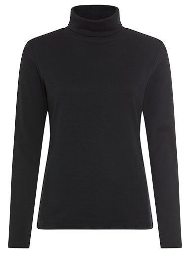 Olsen Black Long Sleeve 100% Cotton Polo Neck Top 11104429