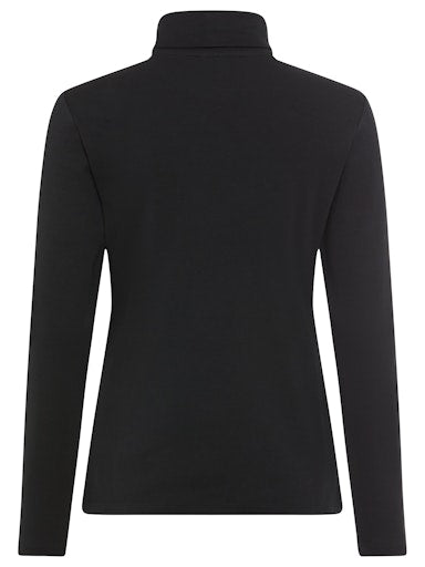 Olsen Black Long Sleeve 100% Cotton Polo Neck Top 11104429