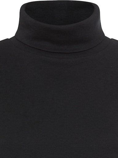Olsen Black Long Sleeve 100% Cotton Polo Neck Top 11104429