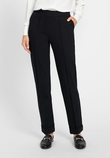 Olsen Lisa Black Straight-Leg Crop Trousers 14002105