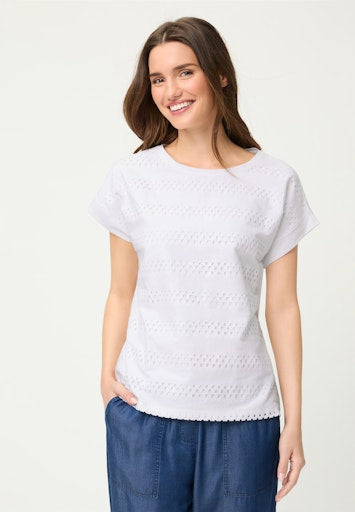 Olsen White Eyelet Embroidered T-Shirt