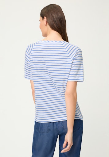Olsen Blue & White Stripe Cotton T-Shirt