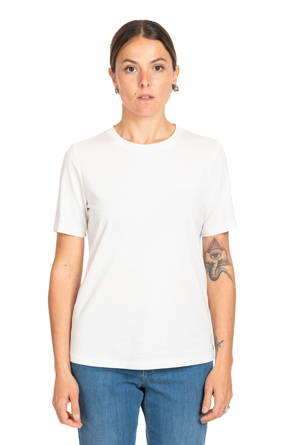 Diana Gallesi Cream Round Neck Short Sleeve T-Shirt