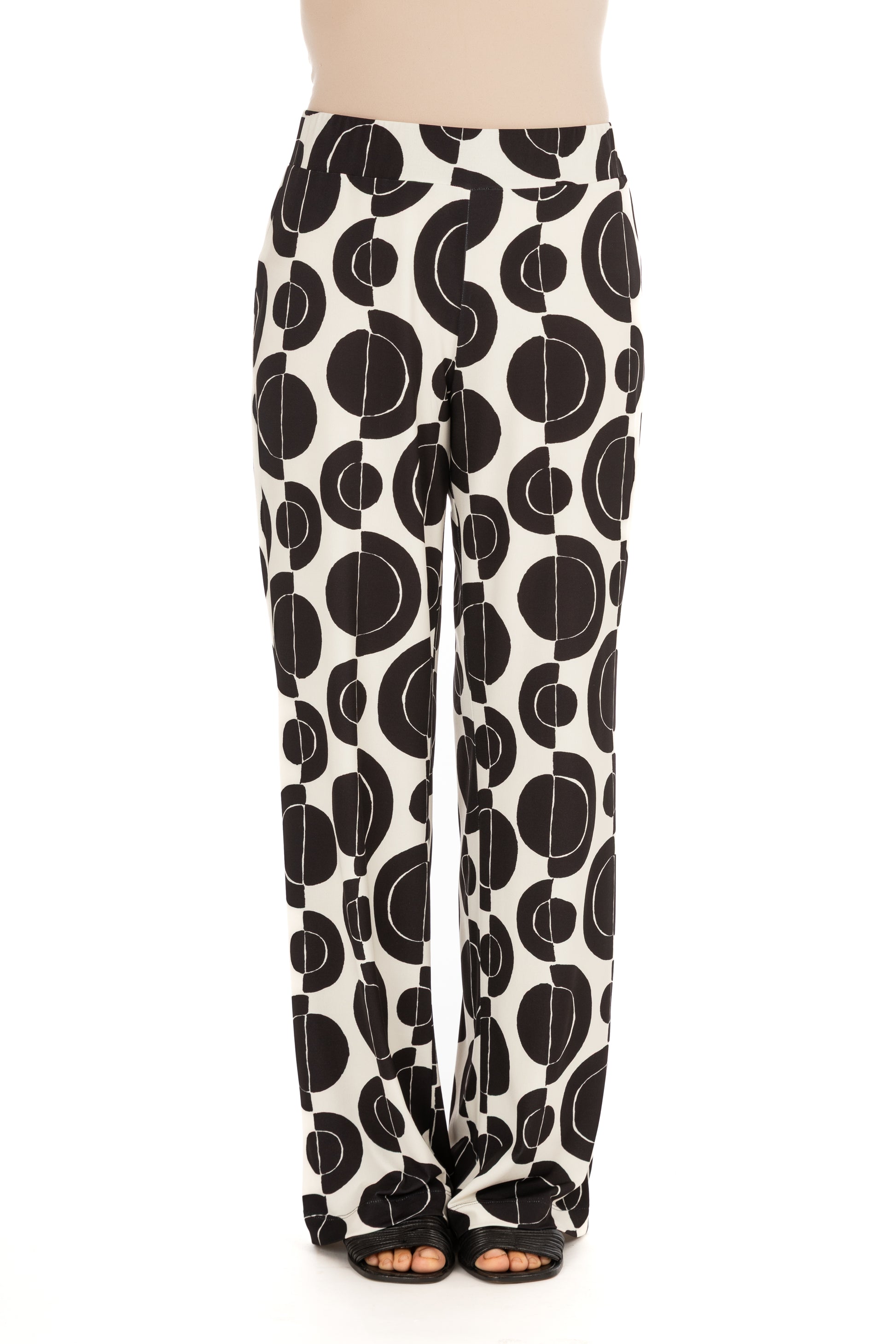 Diana Gallesi Black & White Graphic Print Wide-Leg Trousers