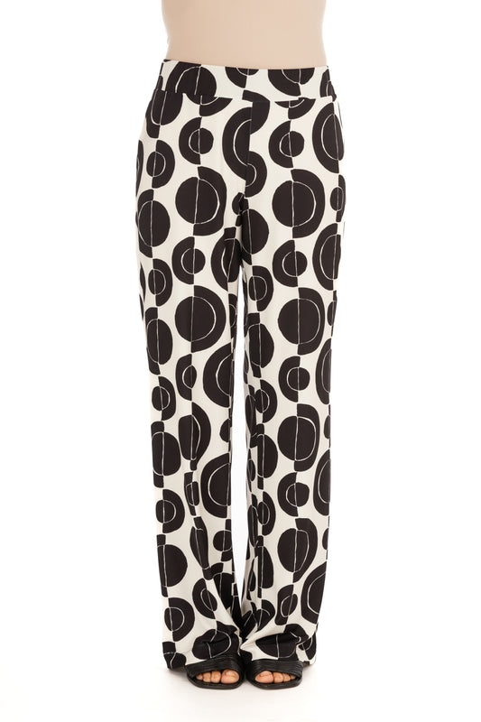 Diana Gallesi Black & White Graphic Print Wide-Leg Trousers P802R008925N
