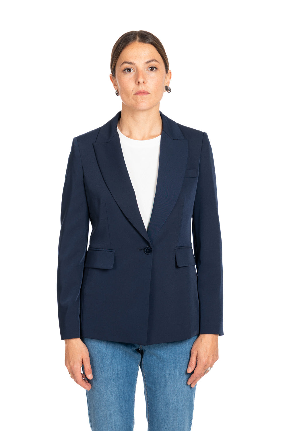 Diana Gallesi Navy Blue Single-Breasted Blazer