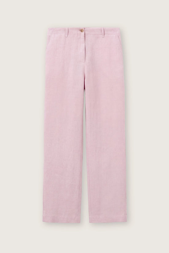 Rosso 35 Pink Straight Trousers in Yarn-Dyed Linen N1822PA