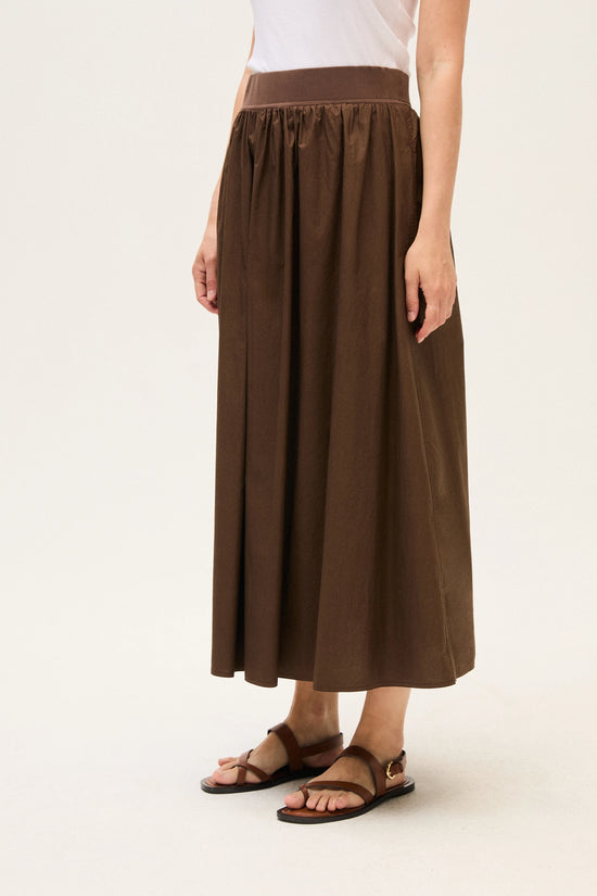 Rosso 35 Brown Garment-Dyed Poplin Long Skirt