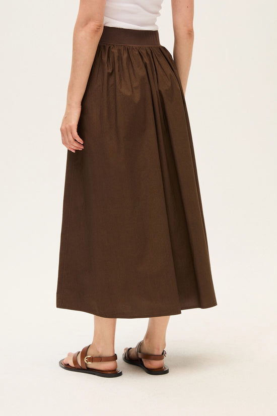 Rosso 35 Brown Garment-Dyed Poplin Long Skirt