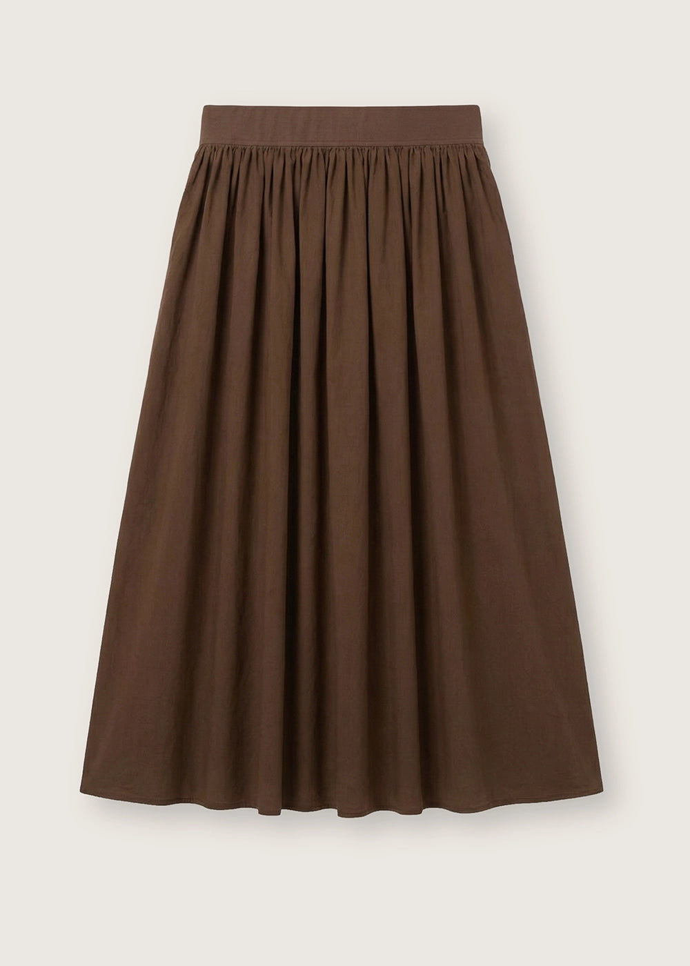 Rosso 35 Brown Garment-Dyed Poplin Long Skirt