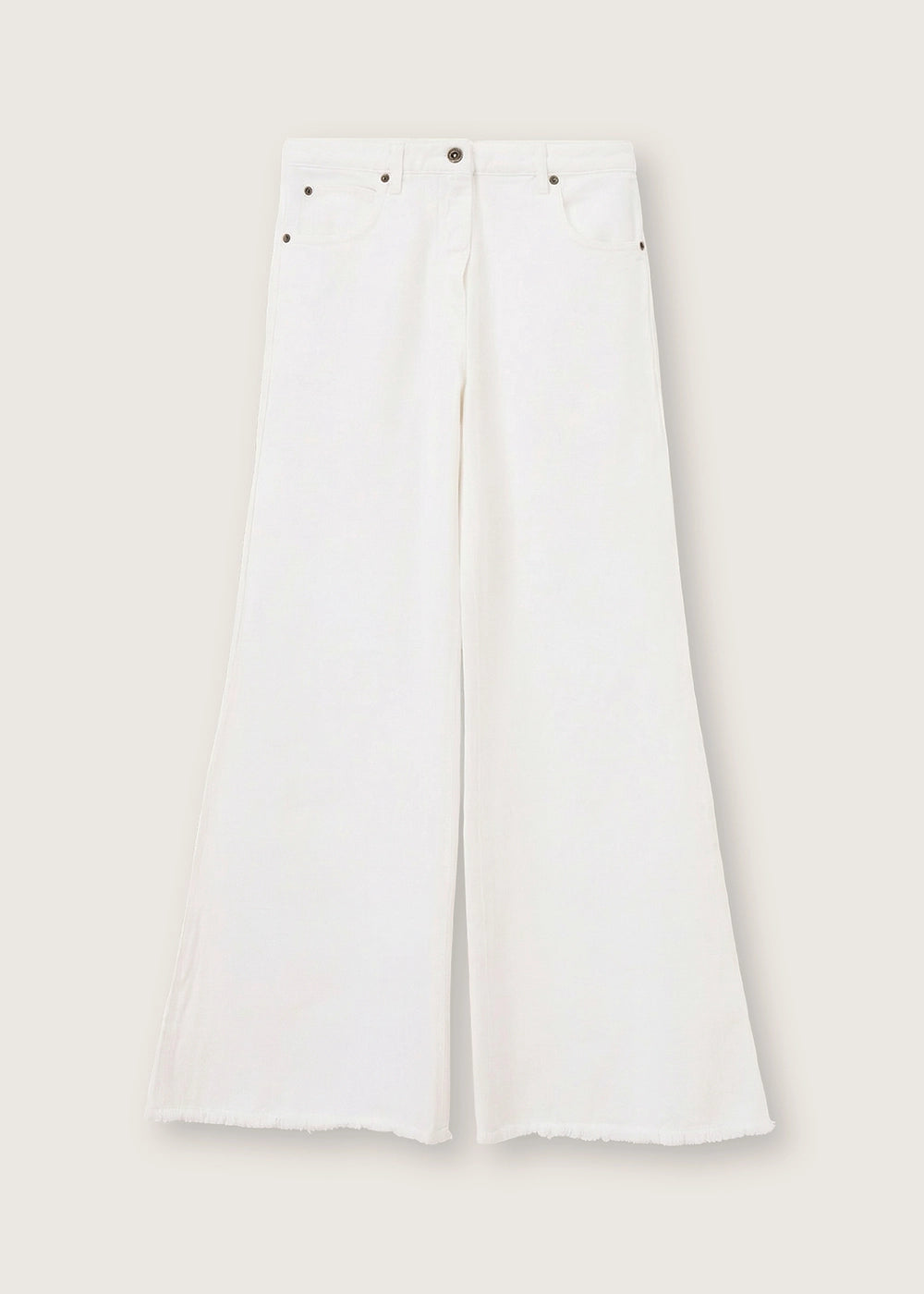 Rosso 35 White Wide Leg Frayed Jeans