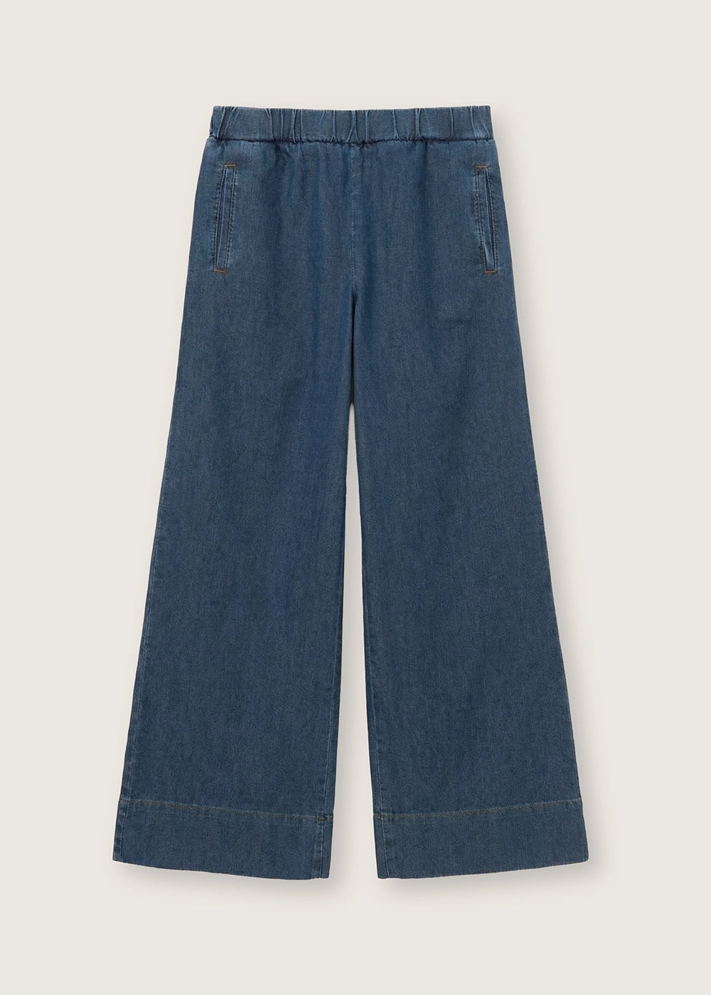 Rosso 35 Denim Blue Elasticated Waist Wide Leg Jeans