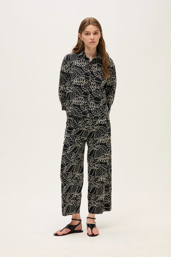 Rosso 35 Black Embroidered Cotton Muslin Shirt