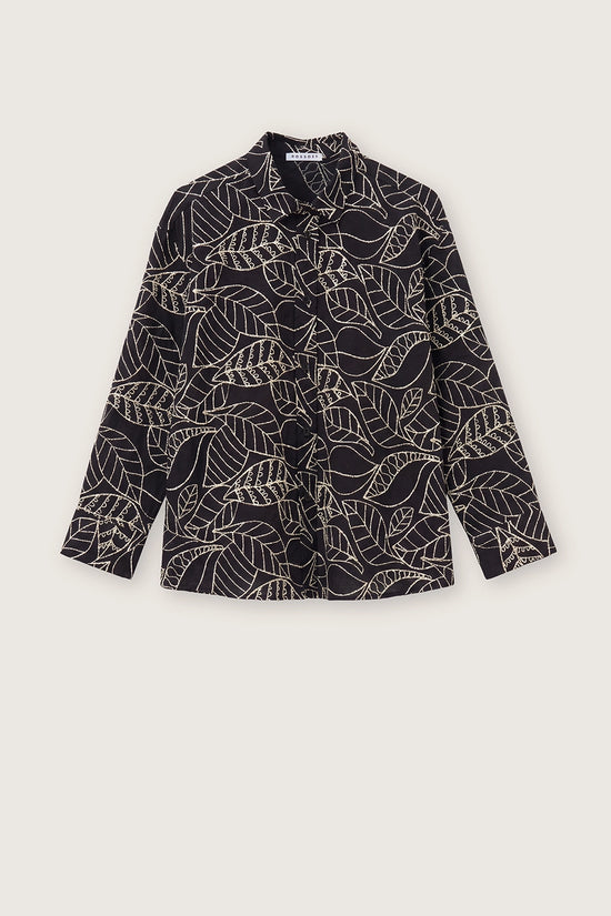 Rosso 35 Black Embroidered Cotton Muslin Shirt