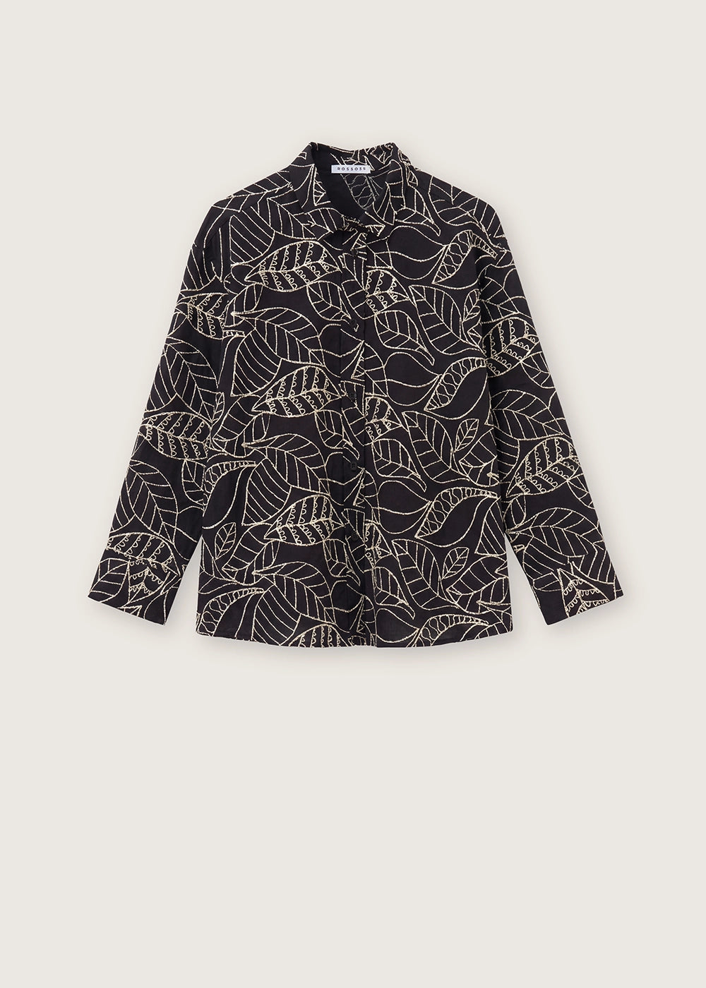 Rosso 35 Black Embroidered Cotton Muslin Shirt