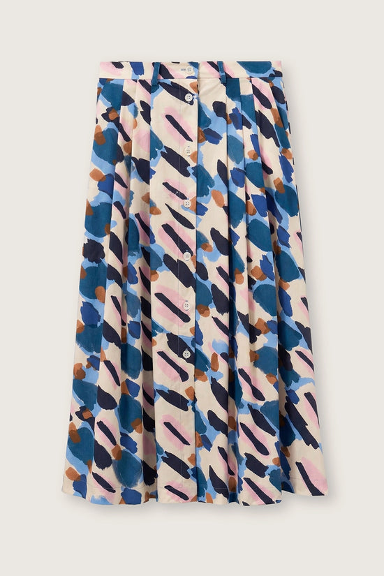 Rosso 35 Tobacco Printed Poplin Pleated Skirt
