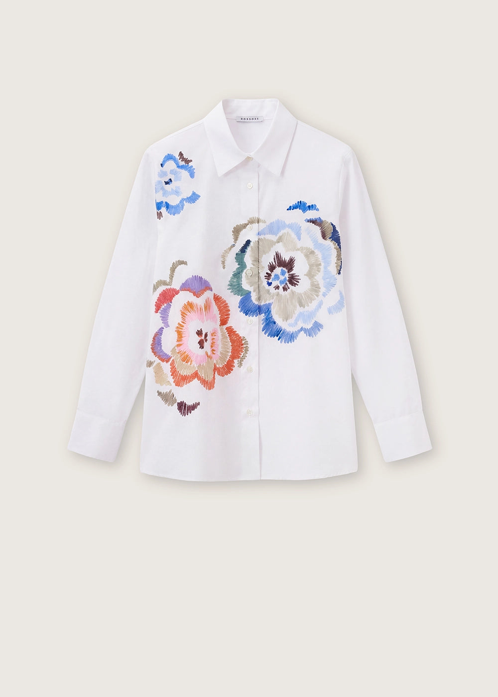 Rosso 35 White Hand-Painted Poplin Cotton Shirt